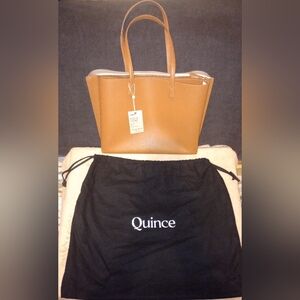 NWT Quince Italian Leather Triple Compartment Shopper Tote with Dust bag